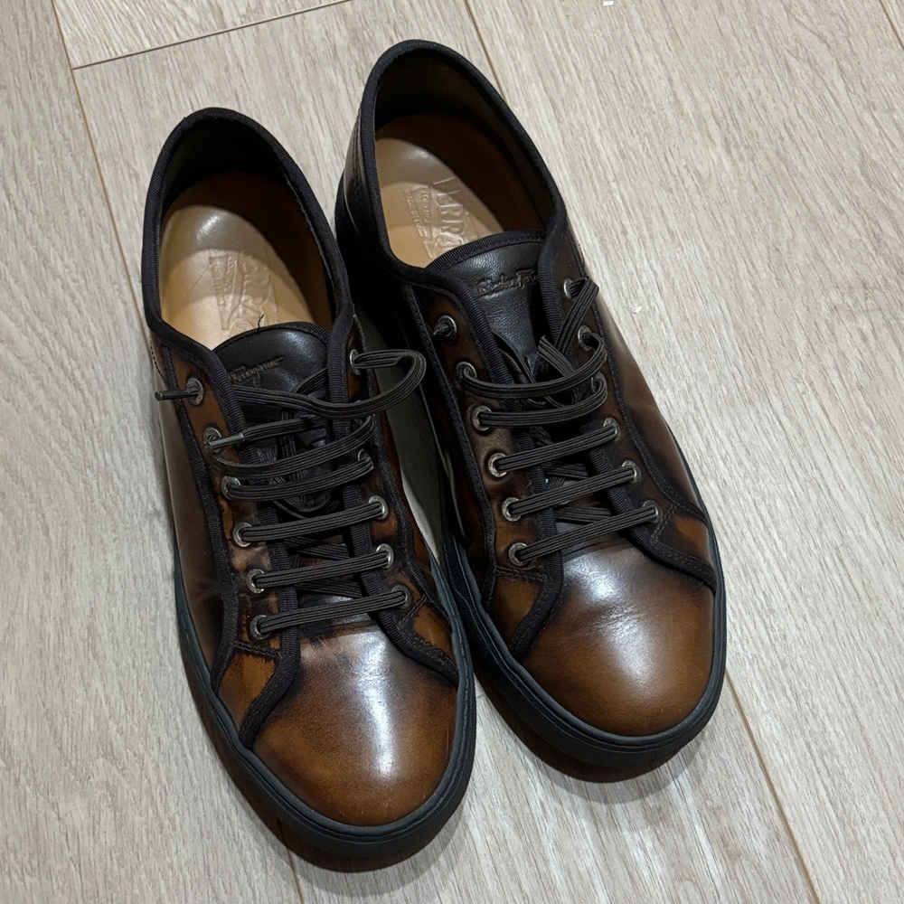 Salvatore Ferragamo Brown Leather Sneakers